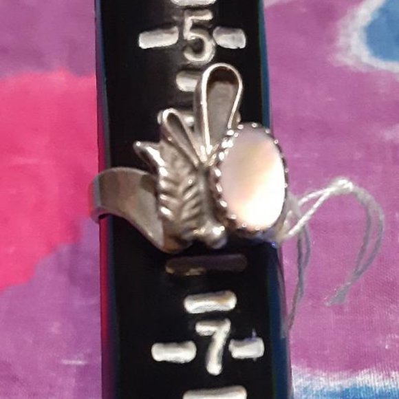 Mother of Pearl Ring Signed TS - Picture 2 of 6